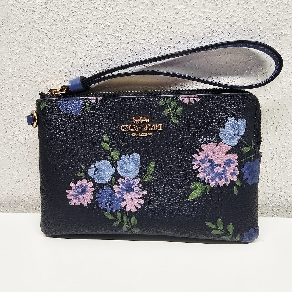 Coach Floral Corner Zip Wristlet - Picture 2 of 12